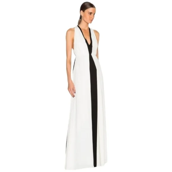 Valentino Two-Tone Ruched Waist Gown, Ivory | Black, Size 6, NWT - Picture 2 of 16